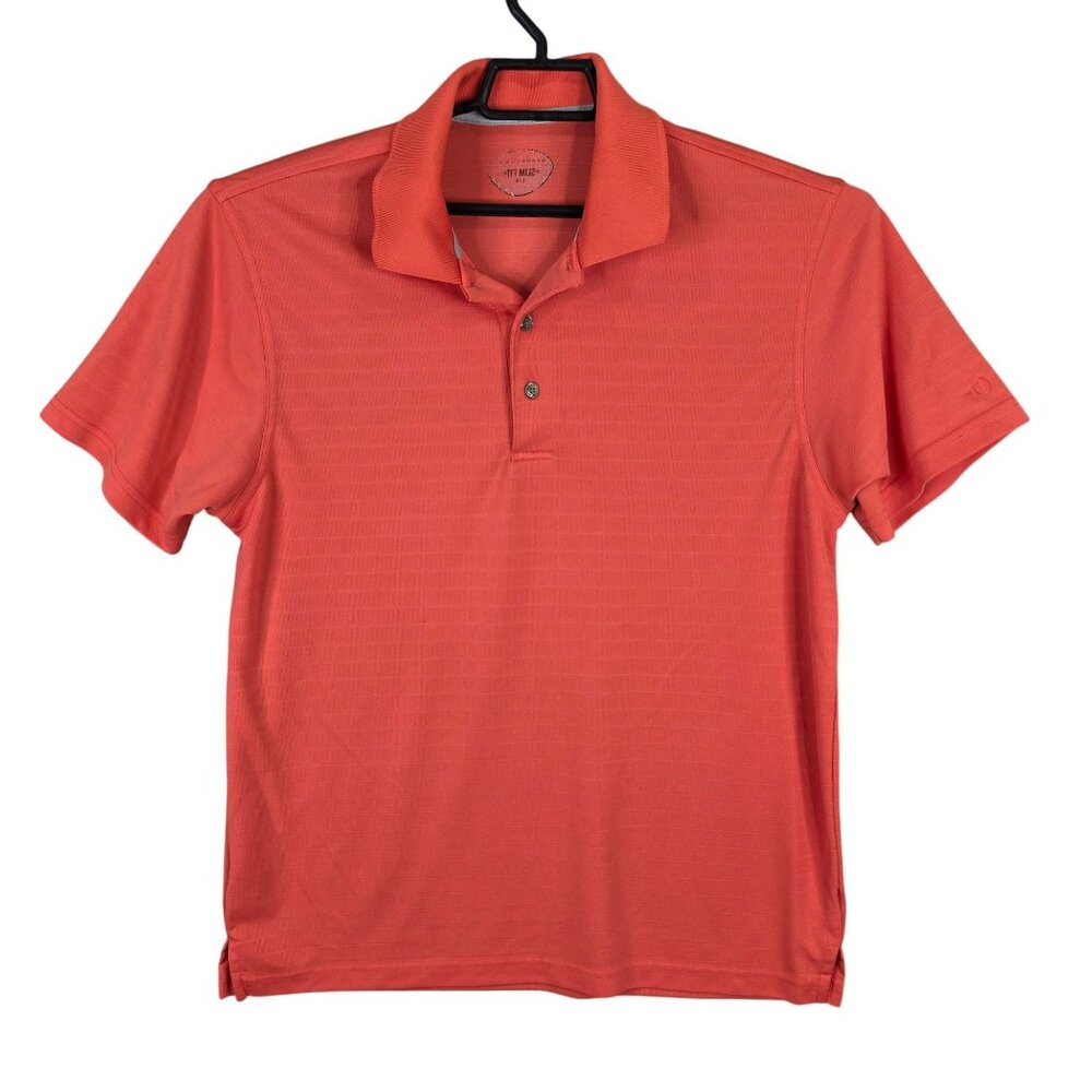 Mens Grand Slam Slim Fit Orange Polo Shirt Short Sleeve 100% Polyester Size L